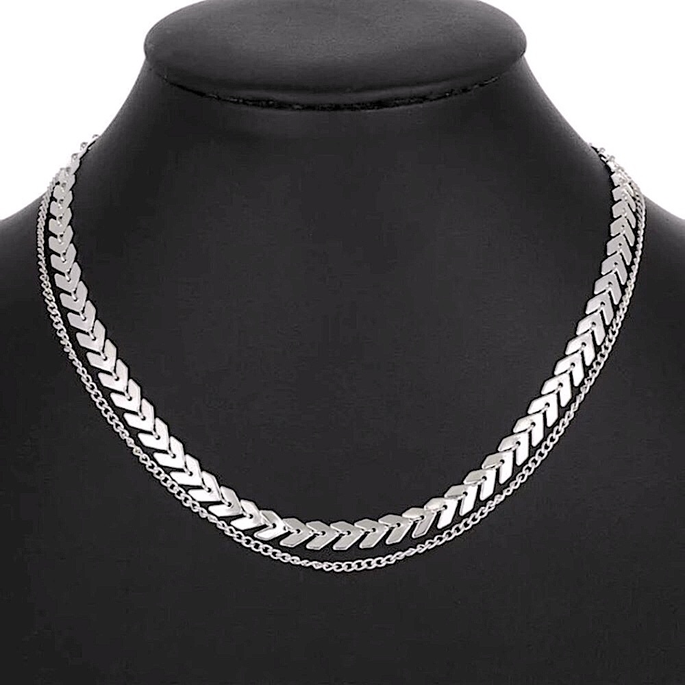 ⚜️[𝟯/$𝟭𝟴]⚜️2 Layered Silver Arrow Choker NEW - Picture 3 of 10